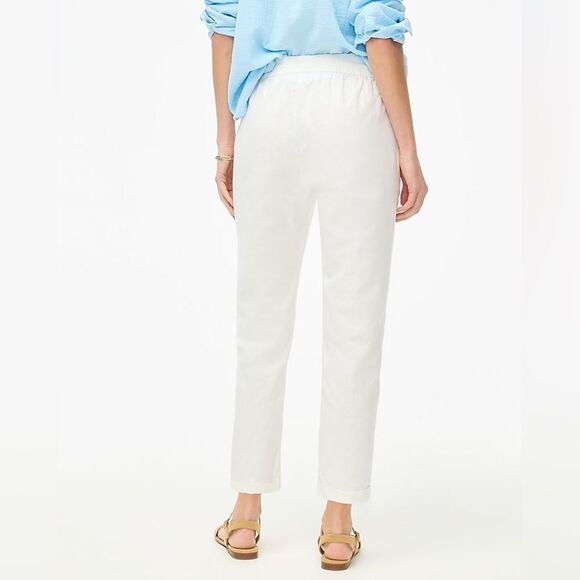 J Crew Factory NWT Petite Linen Cotton Blend Drawstring Pants Size 6P in White - Picture 4 of 6
